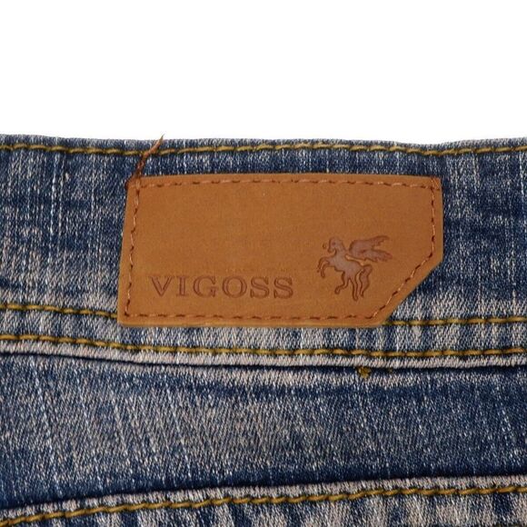 Vigoss Capri Jeans Juniors 7 Low Rise Distressed Cuffed Blue Denim Stretch 32x19 - Picture 10 of 12